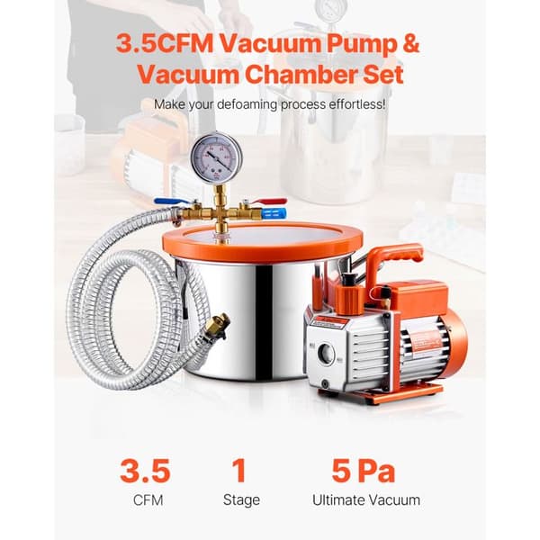 Vakuumkit - DUOKU - VP125 - 1,5 gal (5,68 L) - Pump 3,5 pi3/min - Rostfritt stål Rostfritt stål