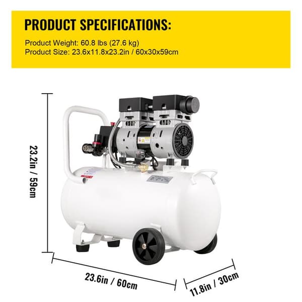 Luftkompressor - DUOKU - KYJ-6554 - 50 Liter - Ultra Tyst - 750 W Vit
