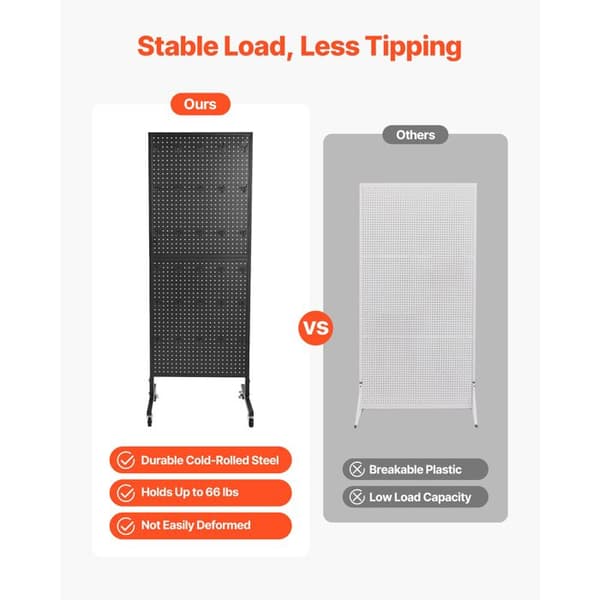 Præsentationsstand Paneler med Perforeringer-Duoku-60 x 167 cm-Perforeret Opbevaringspanel i Tykt Koldvalset Stål til Dagligvarebutik