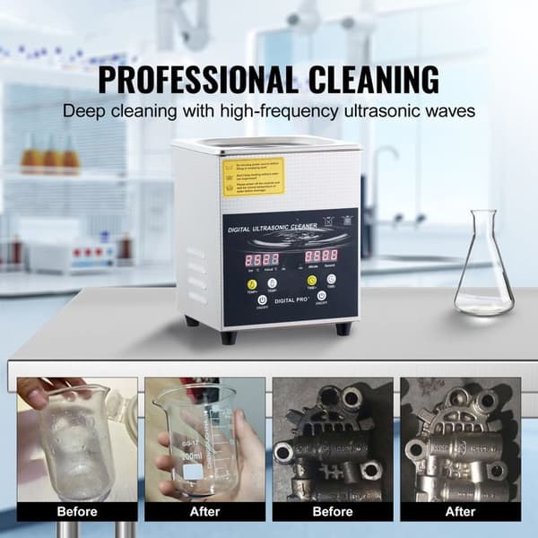 Ultralydrenser-Duoku-2 L-Digital Professionel Laboratorie Renser med Timer-Varme 100 W