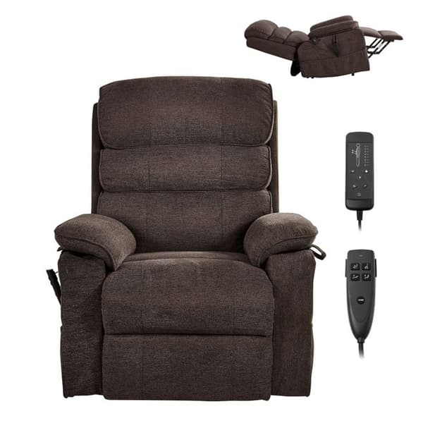 Elstol med lutning - DUOKU - SX-81726-EU-B(EU) - Dubbelmotor - Massage & värme - Brun chenille brun