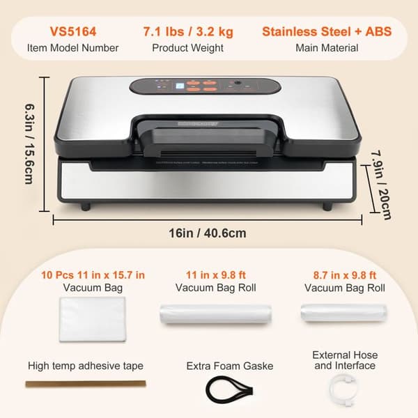 Vakuummaskin - DUOKU - VS5164 - Förseglingslängd 30 cm - Sugkraft 90 kPa - 130 W