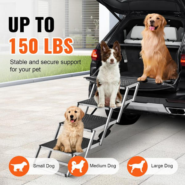 Hundetrappa - DUOKU - Fällbar Ramp med 4 Steg - Antislip - Stöder 68 kg - Kompakt