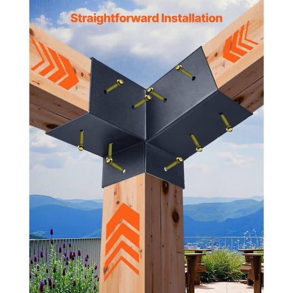 Fixeringsspænde til Pergola-Duoku-6 Stykker-Støtter 92x92 mm-Inkluderer 2 Lige 3-Vejs Støtter-2 Kolonne og Væg Basiser