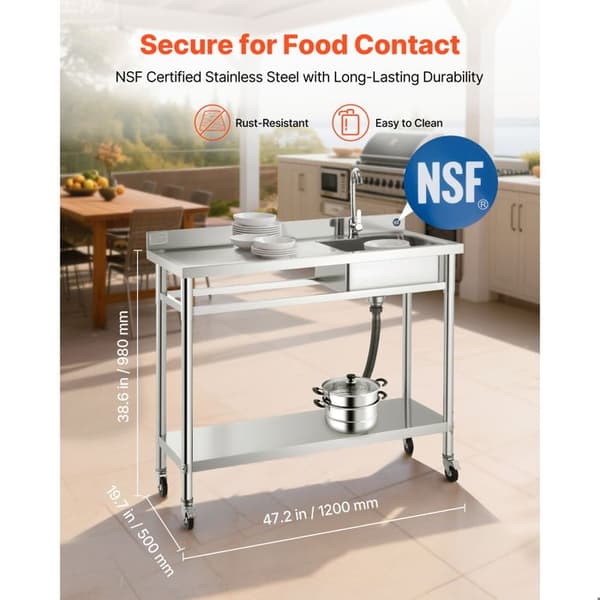 Vask Utrustning - DUOKU - SS1200-4 - Rostfritt Stål - 1 Disk - 1200x500x1055 mm