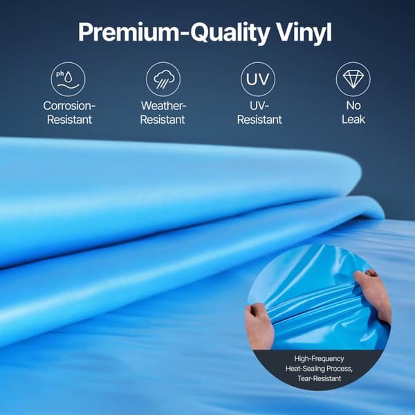 Svømmebadsbelægning - DUOKU - 22 x 12,3 ft - Holdbart Vinyl - Oval - Standard Kaliber