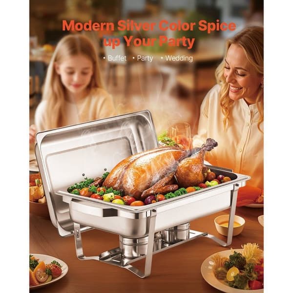 Set med 6 Värmeplattor - DUOKU - 7,5 L - Rostfritt Stål - Rektangulär Buffévärmare