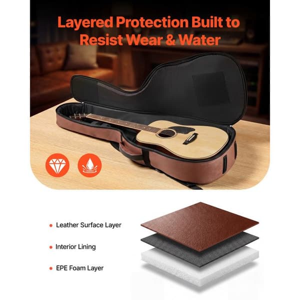 Hårdt Etui til Akustisk Guitar - Duoku - 1041 mm, Designet til Transport og Opbevaring. Inkluderer et Rum til Tilbehør.