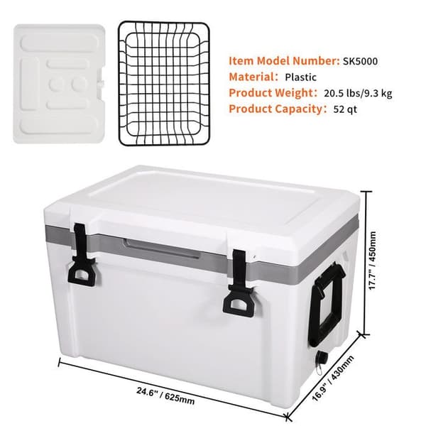 Bærbar Køleboks - DUOKU - SK5000 - 55 QT - Robust - 49 L - Ideel til Camping og Strand