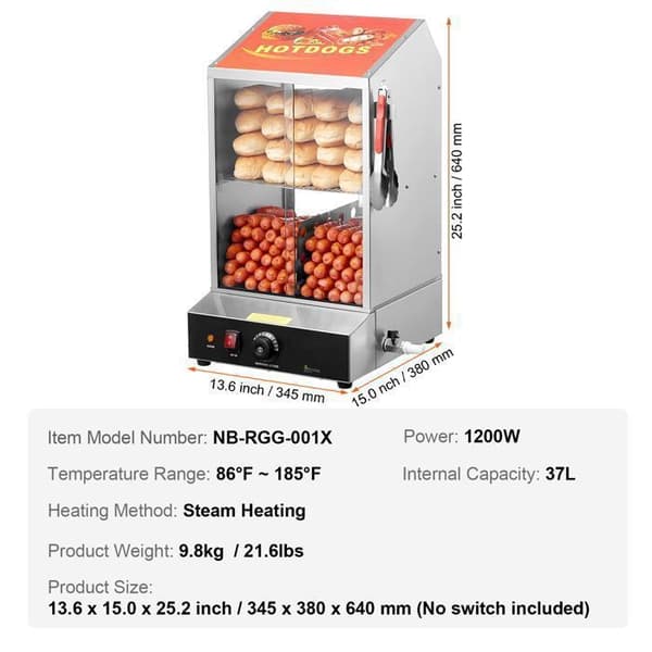 Dampkoger - DUOKU - Hot Dog Hut - 37L - 2 niveauer - Temperatur 30℃ til 85℃