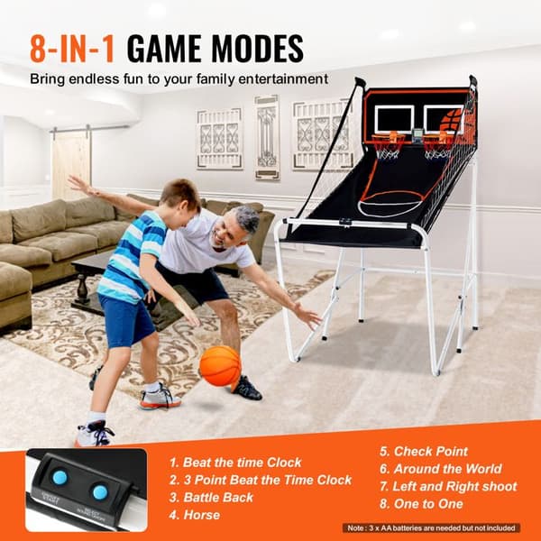 Basketball Arcade Spil - DUOKU - Sammenklappelig - 2 Spillere - 4 Bolde - 8 Tilstande - LCD