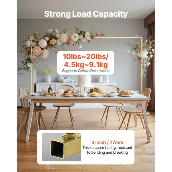 Stöd Tige de Table-Duoku-med Klämmor-Stöd Båge av Bord-Ram av Metallbåge-för Bröllopsdekoration, Födesledag, Jul-Guld