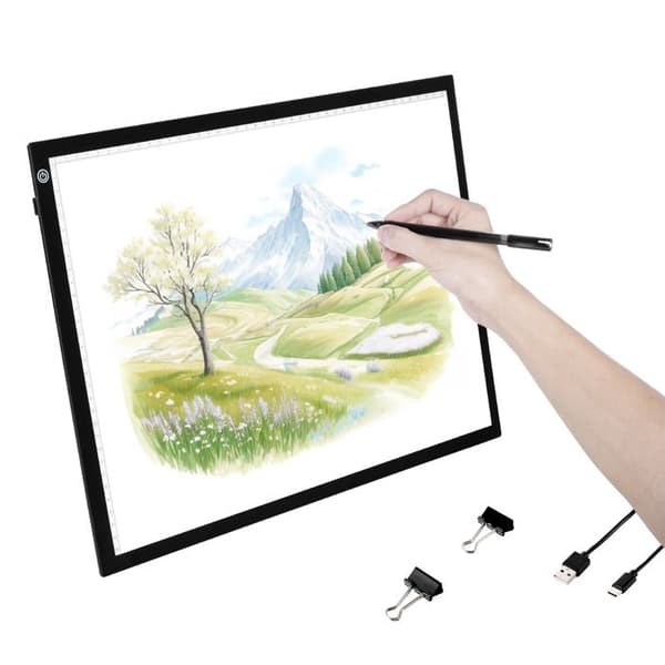 LED Lysbord - DUOKU - A3-20 - Justerbar Lysstyrke - USB Strøm - Sort Svart