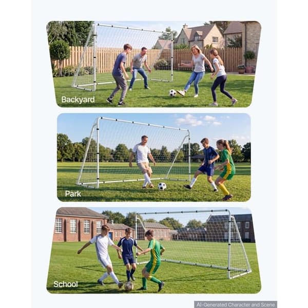 Fotbollsmål - DUOKU - DKS-36632 - 3,66x1,83 m - Robust metall - Vit PE-nät Vit