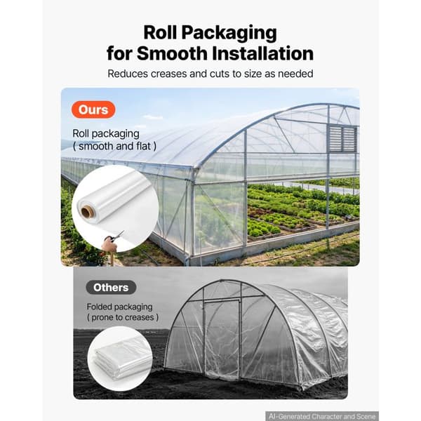 Plastikfolie til Drivhus, 3,7 x 30,5 m - Duoku - Transparent Polyethylen Film 6 Mil, til Have og Udendørs Planter
