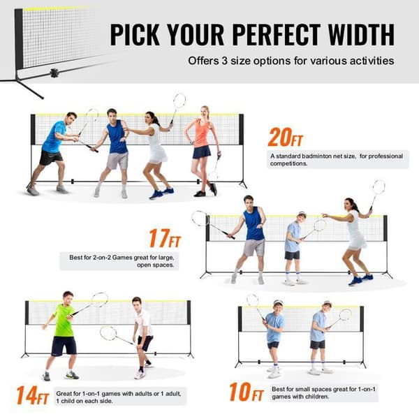 Bärbart badmintonnät - DUOKU - DKS-16100 - 20 x 5 x 3 ft (6,06×1,55×1,03 m) - Utomhus - Multisport