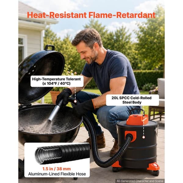 Asksugare - DUOKU - MAC171-1200W-20L - 1200W - 20L - Stålbehållare, hjul