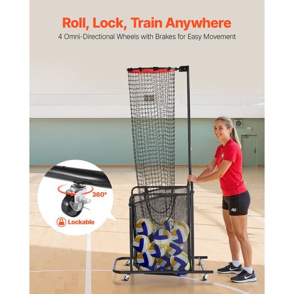 Portable Volleyball Net with Adjustable Height and Angle - Duoku - Equipped with a Cart - Wheels - Transport Bag and Target Net