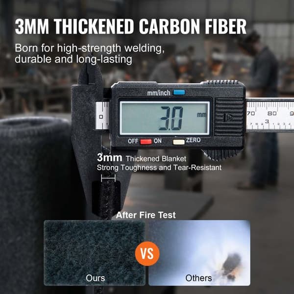 Kolfiber-svetsfiltar - 37" x 36" - Upp till 982°C - Skärbar Kolfiber