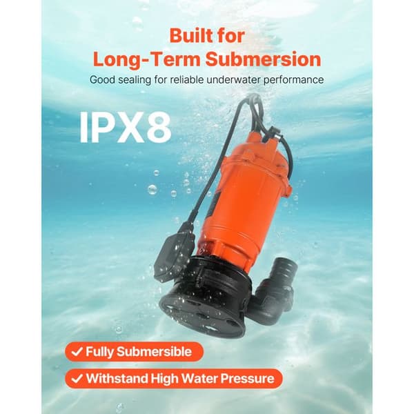 Nedsänkt pump för avloppsvatten-Duoku-1500 W-Robust gjutjärn-Flöde 21000 L/h-Hebhöjd 18 m