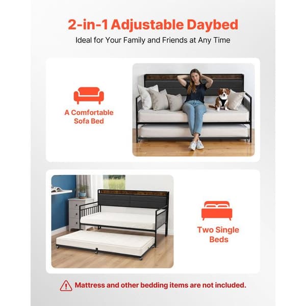 Sofa-seng - DUOKU - YJX-BF-006 - Sort metal - 2 pladser - Indbygget ladestation Svart