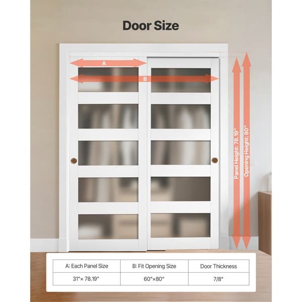 Skydedør - DUOKU - BL17-60 - Satineret Glas - 152,4 x 203,2 cm - Dobbelt Paneler Vit