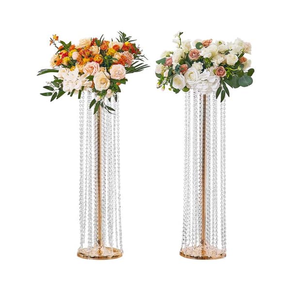 Blomsterstöd - DUOKU - Set om 2 - Kristall - Guldmetall - 90 cm Högt gyllene