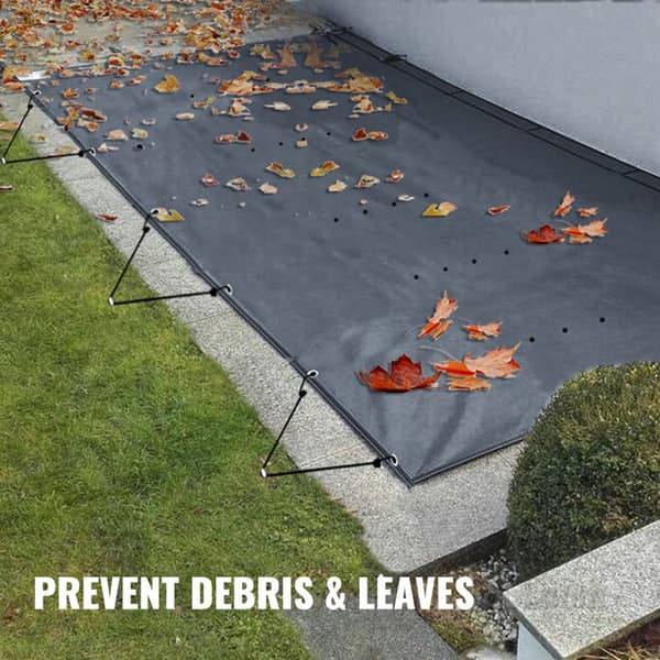 Säkerhetsöverdrag för pool - DUOKU - 4 x 7 m - PVC-täckning - Dräneringshål - rektangulär Svart