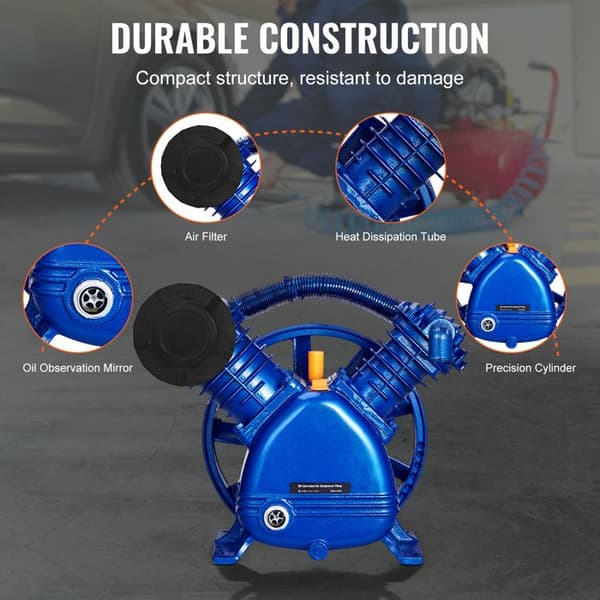 Kompressorhuvud av luftkompressor-Duoku-5,5 hk 5.75cfm 90psi-Dubbeloljad cylinder-Typ V gjutjärn