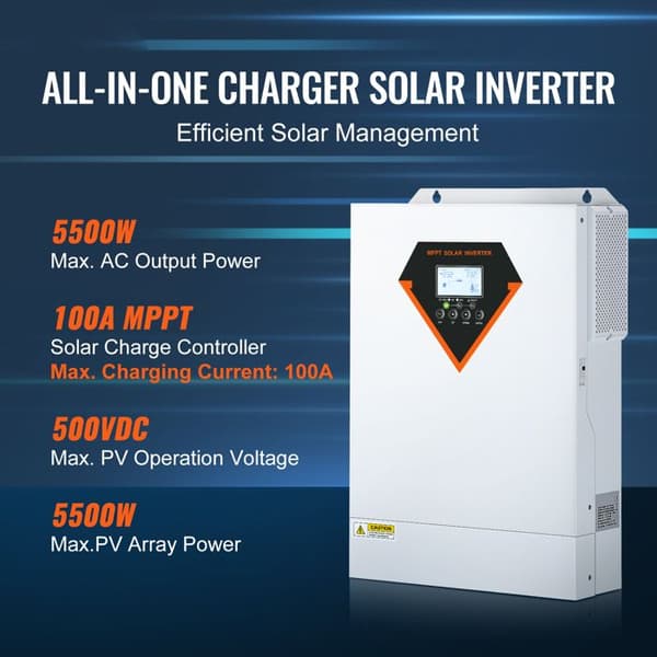 Hybrid Solcelleinverter - DUOKU - 5500W - Ren Sinuskurve - 230V AC - Ladecontroller