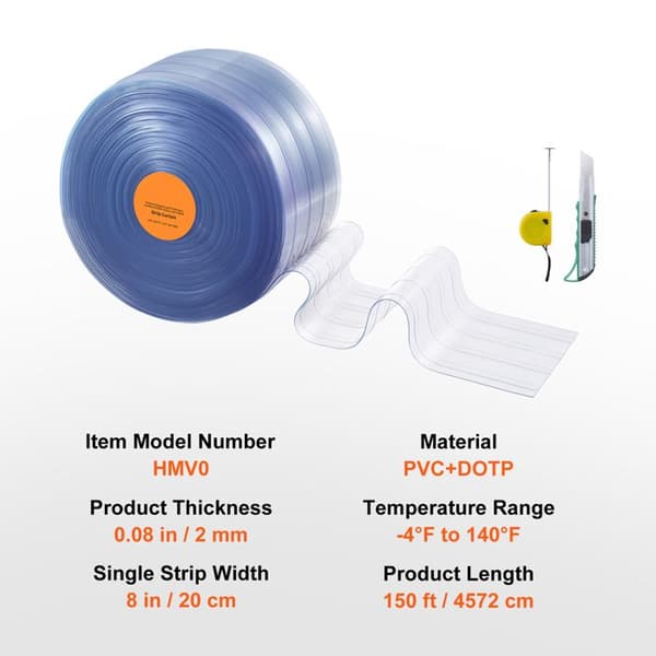 Rideau - DUOKU - Modell HMV0 - 4572 cm - PVC - Transparent