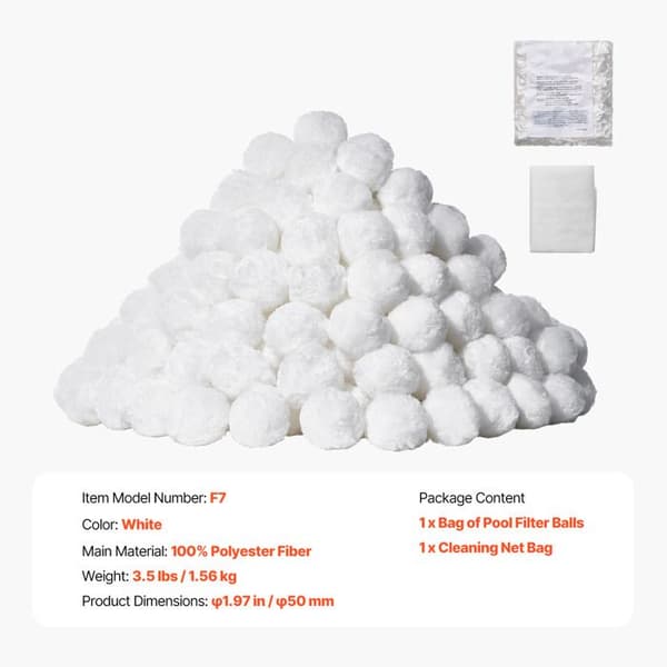 Filtreringsbolde til Pool - DUOKU - Model F7 - 3,5 lb - 100% Polyesterfibers - Hvid Vit