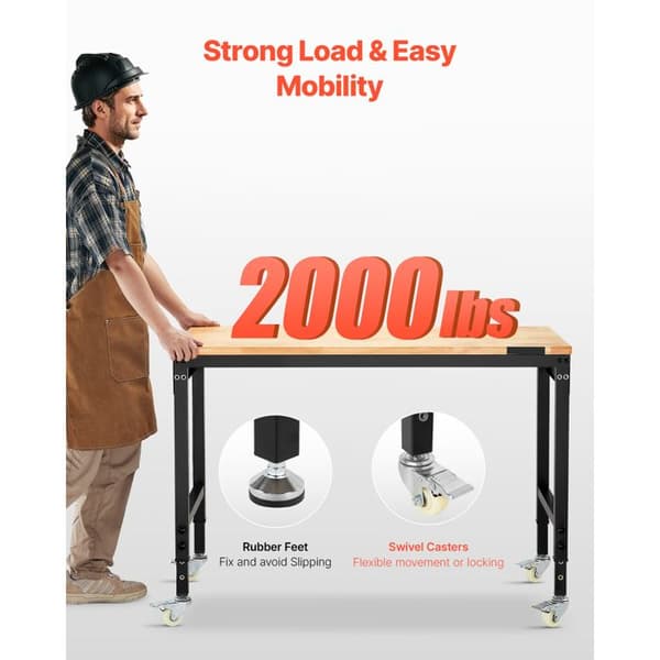 Garage Workbench-Duoku-With Wheels and Adjustable Height-Load Capacity 907.2 kg-Equipped with an Electrical Socket