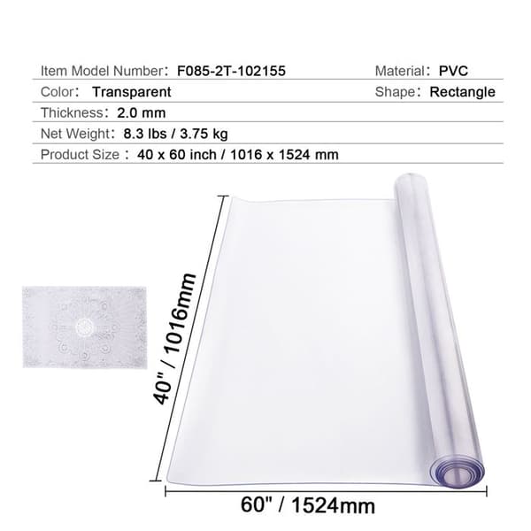 Skyddshölje - DUOKU - 40 x 60 tum - 2,0 mm tjocklek - Transparent - Rektangulär Transparent