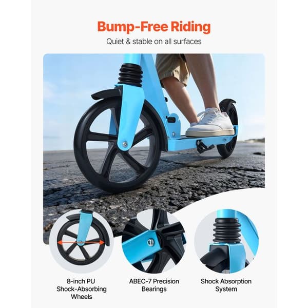 Scooter - DUOKU - S200D - Säädettävä ohjaustanko - 2 pyörää (PU 200 mm) - Alkaen 8 vuotta Blå + svart