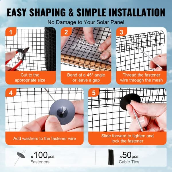 Solbeskyttelsessæt - DUOKU - 6 tommer x 100 fod - 100 fastgørelser - Rustfrit PVC - Udendørs