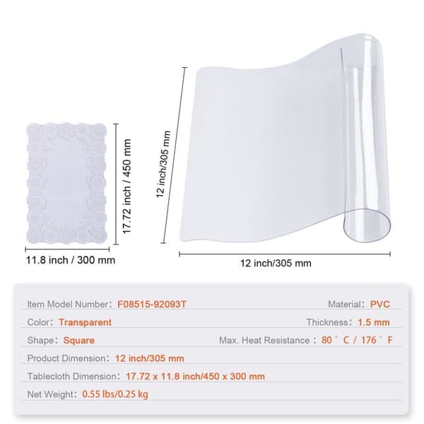 Skyddsduk - DUOKU - 305 x 305 mm - PVC 1,5 mm - Transparent - Tvättbar Transparent