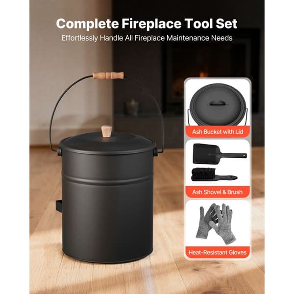 Metallask för aska - DUOKU - A01566BK - Set 4 st - Kapacitet 15 L - Kolstål