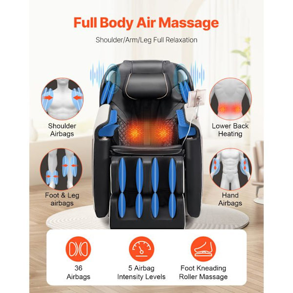 Massage stol - DUOKU - BH-6208 - 3D justerbar - Zero Gravity - 18 automatiske indstillinger