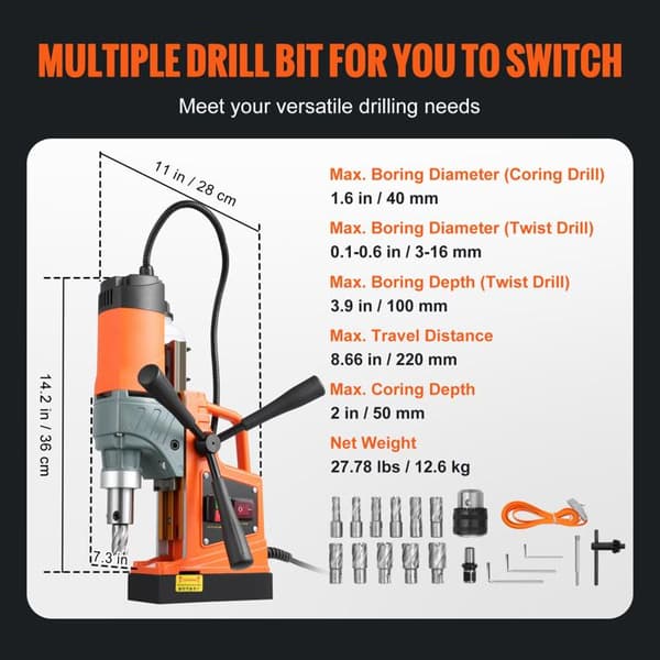 Magnetborrmaskin - DUOKU - Lågprofil - 1450W - 12500N - 850RPM