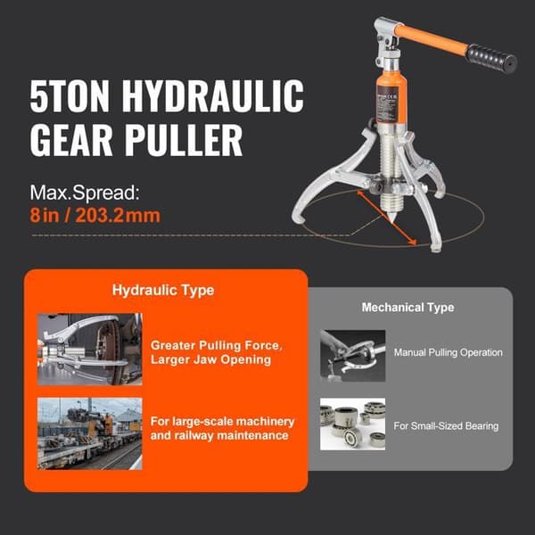 Hydraulisk växeldragare - DUOKU - YL-5T - 5 T - Avstånd 228,6 mm (8") - 2/3 käftar