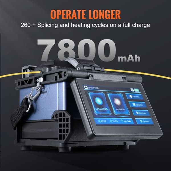 Fiber Optic Splicer 6 Motors-Duoku-Splicing 6 s and Heating 13 s-LCD Screen 5"-3 in 1 Support-7800 mAh Battery