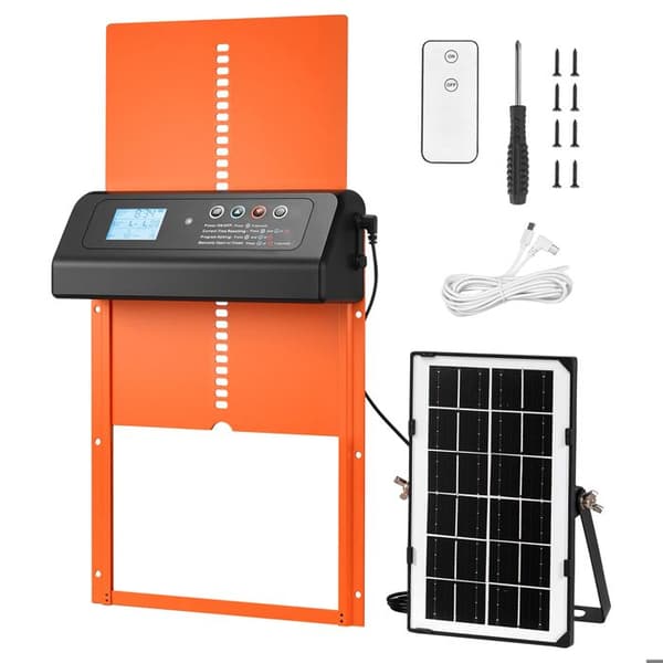 Automatisk dør til hønsehus - DUOKU - M6 - Solenergi+USB-C - Batteri 2000mAh - Klemfri Apelsin