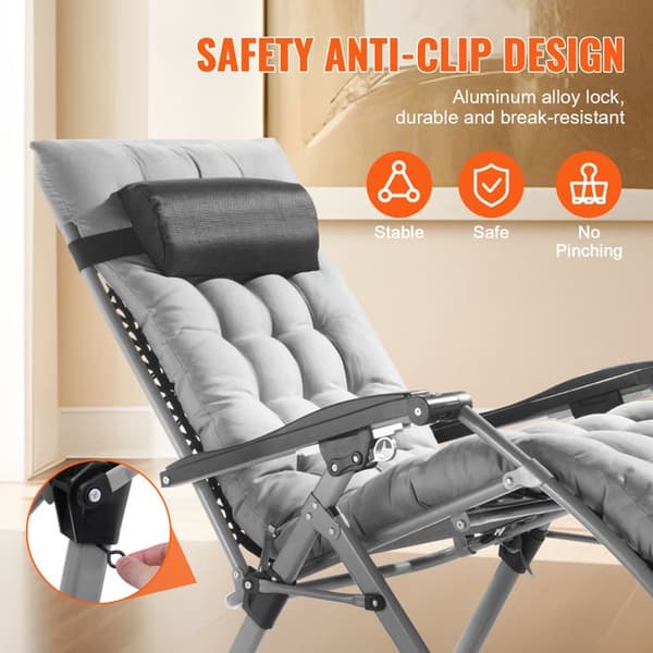 Gravity Chair - DUOKU - 26 Inches - Supports 500 lb - Adjustable - Gray Grå