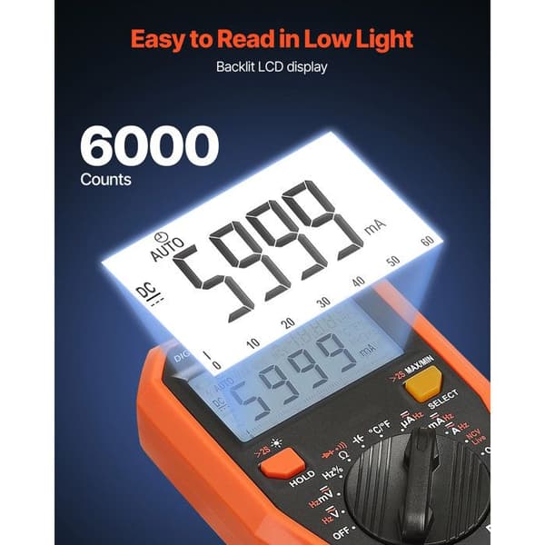 Digital Multimeter - DUOKU - SS102 - 6000 punkter - NCV-funktion - Bakgrundsbelyst LCD-skärm