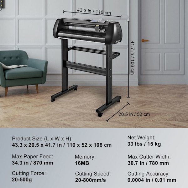 Vinylskærer - DUOKU - 34" Plotter - Bluetooth - Justerbar Hastighed - Høj Præcision