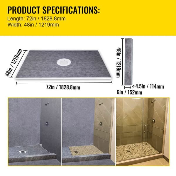 Duschkit - DUOKU - VV-LYDZ-ABS4872Z - 48"x72" - Komplettsystem - Centralt Dräneringsbad