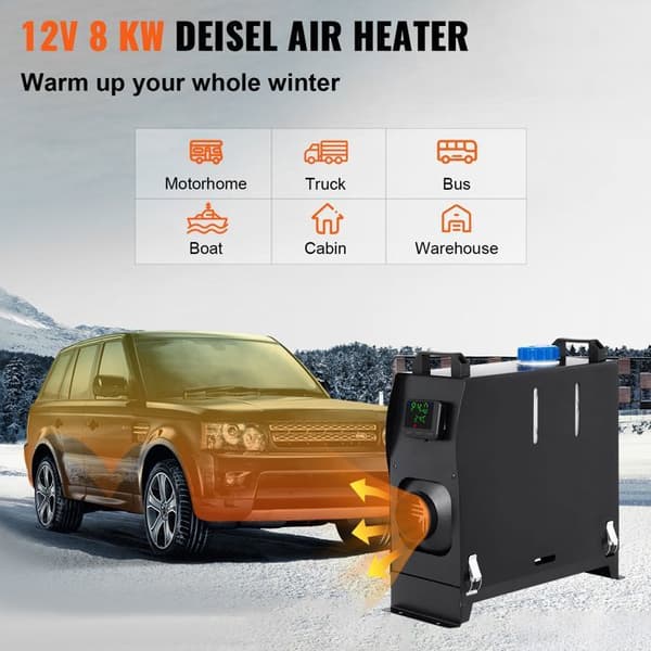 Diesel Luftvarmer-Duoku-12 V 8 kW-Fuld integration-Hurtig opvarmning-Sort LCD kontakt-Campingvogn, Båd