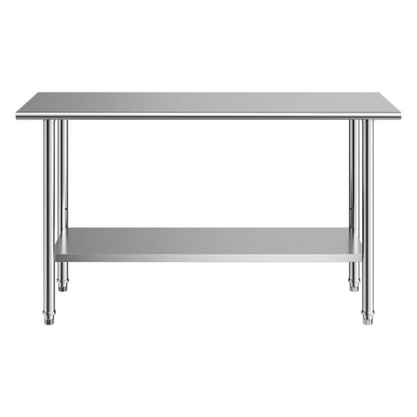 Professionel Køkkenarbejdsbord-Duoku-i Rustfrit Stål-Dimensioner 152,4x61 cm-Idéel til Forberedelse i Restauranter