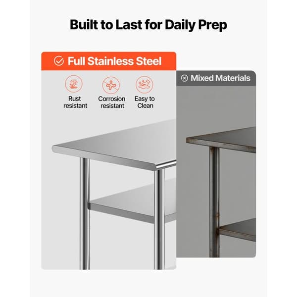 Arbejdsmateriale i Rustfrit Stål 91,5x61 cm - Duoku - Ideel til Madforberedelse i Professionelle Køkkener